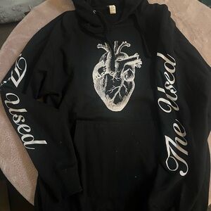 Black Graphic Hoodie with Heart Design